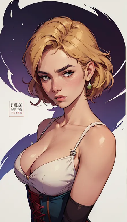 gta character style illustration and completely naked breasts showing a little fear breast size cartoon name: isabella cruz whit...