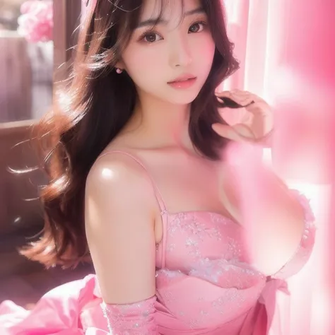 A woman in a pink dress taking a photo, beautiful、Japanese Goddess, gorgeous young Japanese women, beautiful south Japanese women, beautiful young , Gorgeous Chinese Model, Beautiful Asian Woman, Korean Girls, Asian Girl, Japanese Model, Beautiful Japanese...