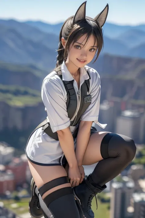 {(masterpiece,best quality, 8K UHD, extremely detailed CG, detailed beautiful face and eyes and skin and hair), (best quality face) }, {(3d ultra realistic photo graphic style:1.4)}, {(1girl free_fall from 10000m above the ground:1.2), (out of focus backgr...