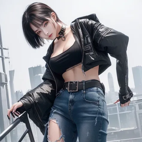 Woman wearing a black top and jeans holding a mobile phone, Cyborg - Girl, fashionable cyber punk mechanoid, Perfect android girl, Cyborg Girl, Cyborg Fashion Model, cyber punk girl mech, female cyber punk girl, modern cyber punk, cyber punk girl, cyber pu...