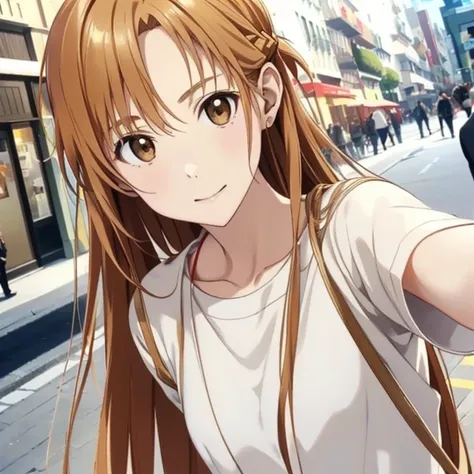 ((highest quality)), ((masterpiece)), (detailed), perfect face、yuuki asuna、（the woman is a brown-haired japanese）、（the woman tal...