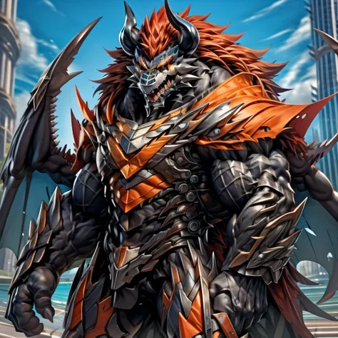 demon lord dragon batzz,  (masterpiece, best quality, detailed:1.2) full body, detailed full body, a knight's mechanical armor, ...