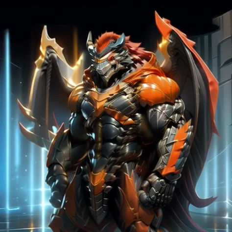 demon lord dragon batzz,  (masterpiece, best quality, detailed:1.2) full body, detailed full body, a knight's mechanical armor, ...