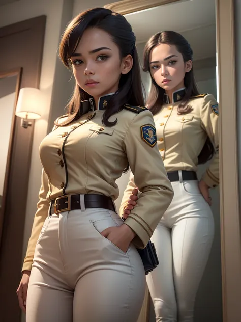 (1 Girl:1.4), (SFW), (wearing clothes), (masterpiece), illustration,(Practical:1.5), (Mirror lighting:1.4), (hyperPractical:1.2), (photoPractical face:1.2), (Perfect face), (best quality), (8k), (4K), photoPractical, Clear focus, Octane Rendering, best qua...