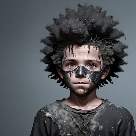 A boy in elementary school was electrocuted, covered in soot, in tatters, and his hair stood on end.