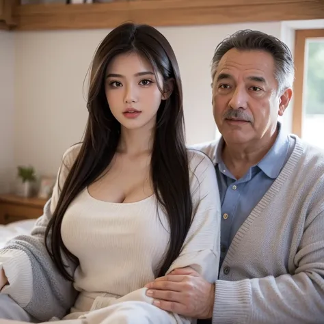 Big breasted girl and her dad