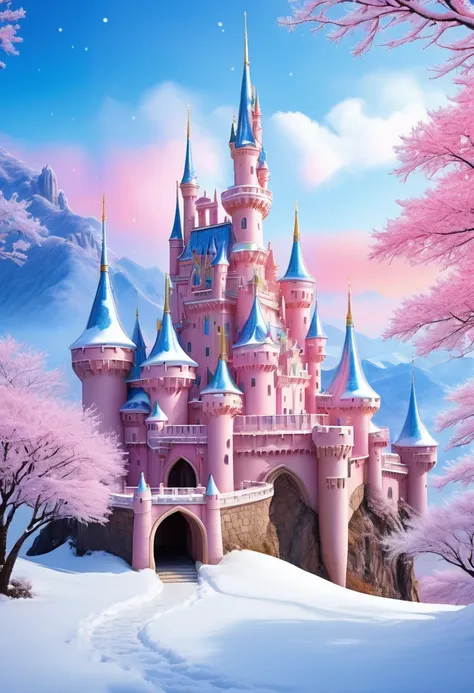 dream castle，castle in fireworks，castle with wings，flying castle，castle in the sky。rainbow castle，pink space，princess的脸出现在空中，win...