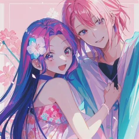 pareja anime con guitarra y flor en el pelo, 8k!!, 8k!, sakimichan y frank franzzeta, fanart de alta calidad, nixeu y sakimichan, fanart oficial, shojo romance, shojo, foto de vacaciones, hecho con estudio de pintor anime, Arte Zerochan, feliz!!!, !8k!, en...