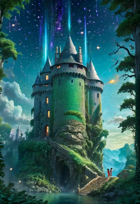 (magical, dreamlike, never-before-seen, enchanting, majestic castle),(hypnotizing, hyper-detailed, sharp focus, 4k, 8k, high-def...