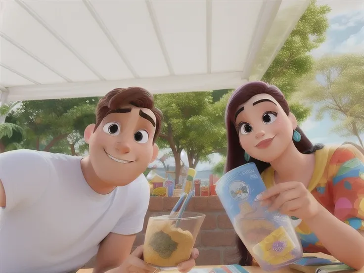 Casal homem e mulher estilo disney pixar, alta qualidade, melhor qualidade