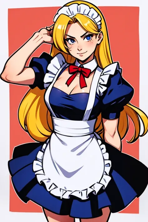 chica anime maid encima de pared de letras