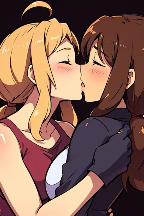 two lesbians share a loving kiss
