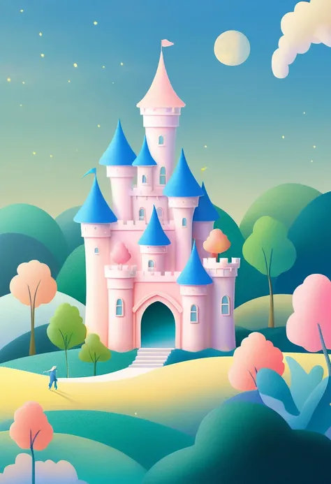 Dream Castle，Pastel tones，Light style，Comfortable and calm，nature，Warm and cosy，garden，Super detailed masterpiece, Dynamic, Good quality,Floating extra large ethereal dream DonMW15pXL