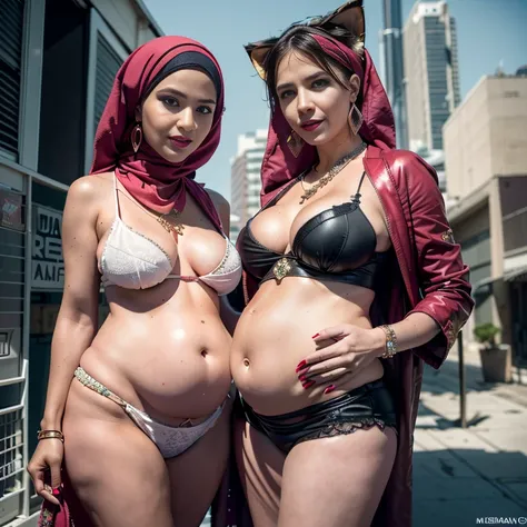 Two:2 prostitute Malaysian girl pregnant 9 month ,sexy belly pregnant malay, The whole body consists of a young girl with hijab, Eye makeup, 55 year old model, Cat ears, Soft lighting, Solo, Wear shabby clothes, Dirty, Tattered futuristic military uniform,...