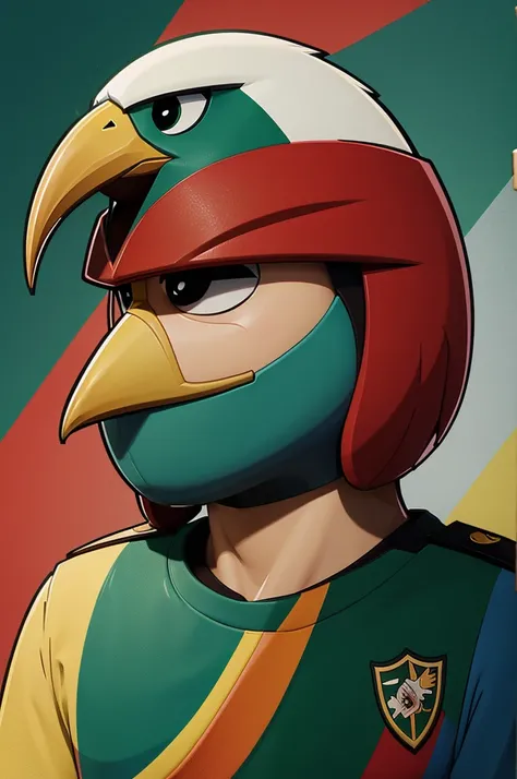 Bird with the colors and shield of Fluminense cartoon version