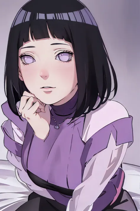 { - anatomy error} (Masterpiece - Ultra-detailed, very high resolution) (huge titusty, masterpiece, absurdres, hinata(boruto), 1girl, solo,mature female, off-shoulder bra, high waist black short skirt, looking at viewelling petals), perfect composition, de...