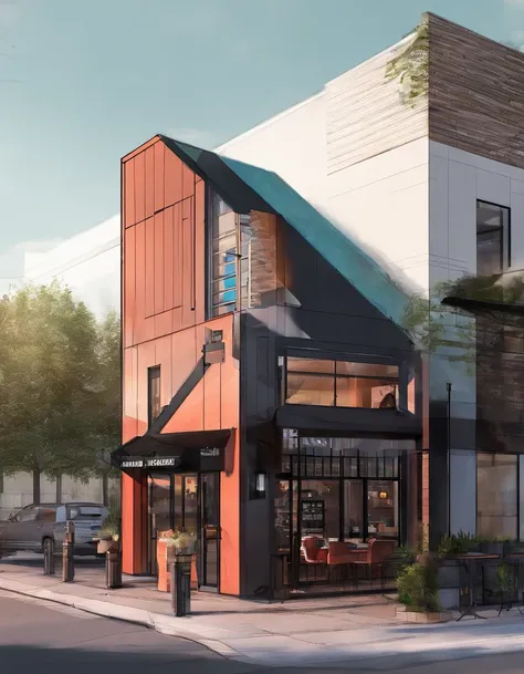 music-themed modern pub exterior design 