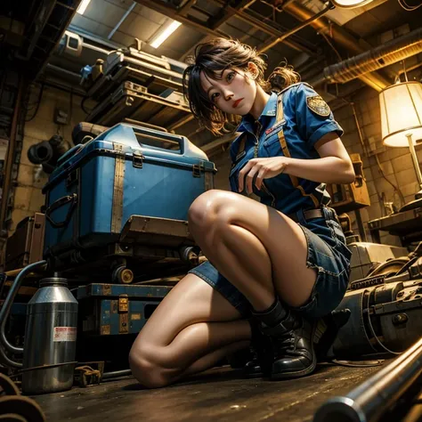 The story of one female aircraft mechanic。She is very attractive and beautiful。She is a beautiful woman who is so cute and sexy that it&#39;s hard to believe she&#39;s 32 years old.。I usually wear khaki green overalls at work.、Wearing brown leather boots, ...