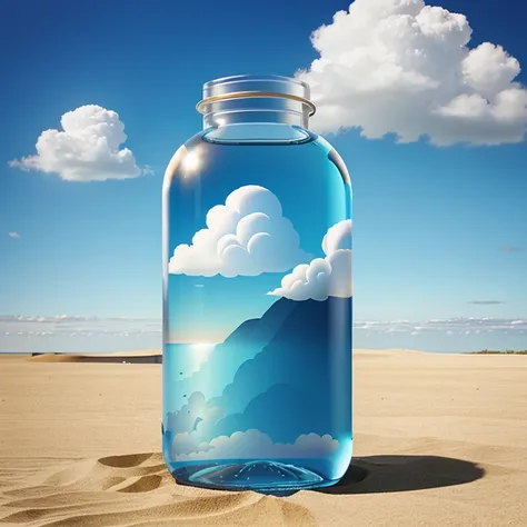 cartoon drawing of a bottled cloud