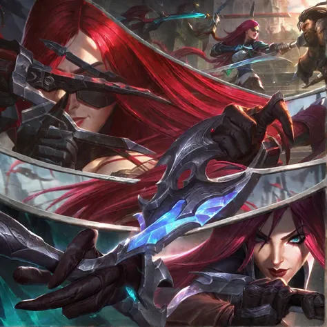 better aesthetics, lolsplashart,katarina, Com uma faca,arma,