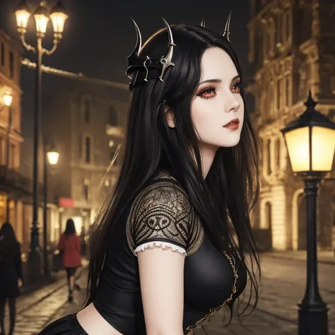 masterpiece, gothic aesthetic, dream atmosphere, ultra realistic, 16k, best quality, absurdres, perfect anatomy, 1girl, goth bru...