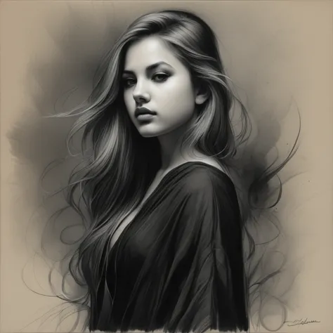 girl, charcoal drawing, tinted paper, pencil drawing, brutal dark b/w color scheme,
charlie bowater, davood moghaddami, emil mel...