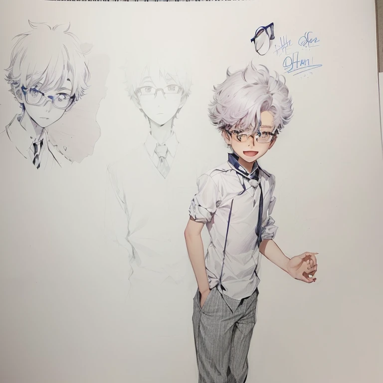 drawing of a boy with glasses and tie next to a drawing of a boy with glasses, inspirado em Ito Ogura Yonesuke, cel sombreado anime, inspirado em Okumura Togyu, inspirado em Un&#39;ichi Hiratsuka, personagem de estilo anime, cel sombreado!!!, estilo eiichi...