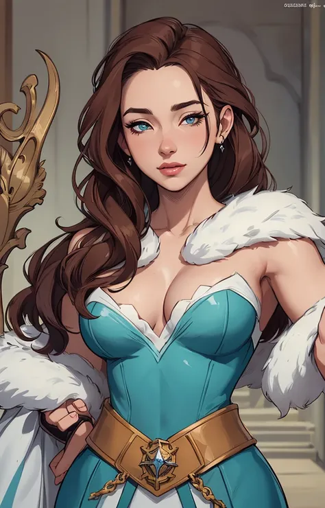 Character woman style beautiful breasts symmetrical medium breasts Fiona queen Anna of Arendelle with war marks Cartoon image of a woman .Ilustra??o estilo desenho animado, estilo de arte dos desenhos animados, estilo de arte dos desenhos animados, digital...