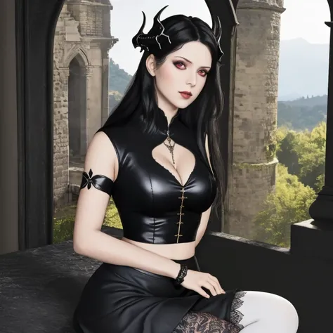 masterpiece, gothic aesthetic, dream atmosphere, ultra realistic, 16k, best quality, absurdres, perfect anatomy, 1girl, goth bru...