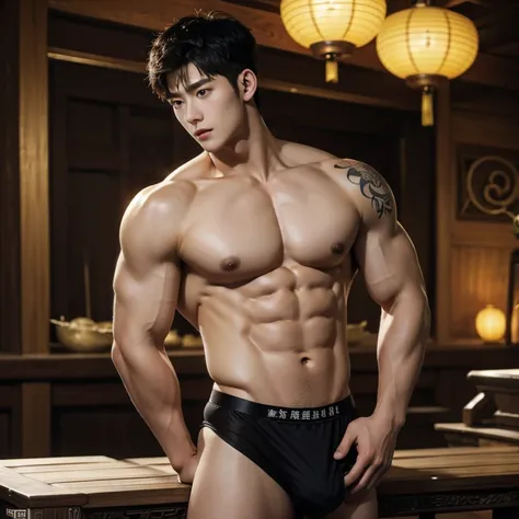 Chinese Men God, Mythology, Chinese odyssy, Handsome,, Topless, strong  Muscles Athlete body, top up Frame, Sexy, Professional Lighting, , Chinese Heaven Background, Bulge string  Underwear, naked Warrior , God of handsome, naked  Male, , Seduce, Sex Appea...