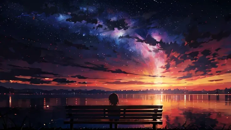 anime, in sky, star, in bench, in milky, in star, in sky, in star, in bench, in milky, in star, in, Space Sky. by makoto shinkai, anime sky, anime art wallpaper 4 k, anime art wallpaper 4k, anime art wallpaper 8 k, วอลล์เปเปอร์inน่าทึ่ง, with in sky full o...