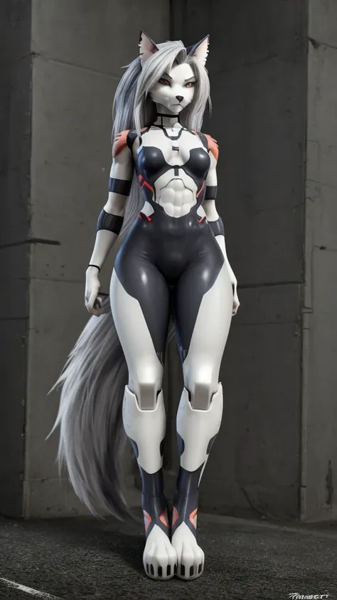 Trniert Furry woman  loona  full body on evangelion outfit 