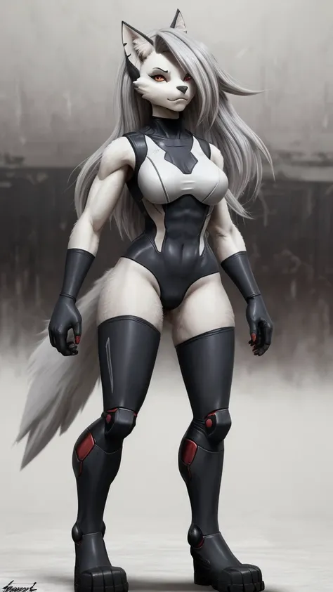 Trniert Furry woman  loona  full body on evangelion outfit 