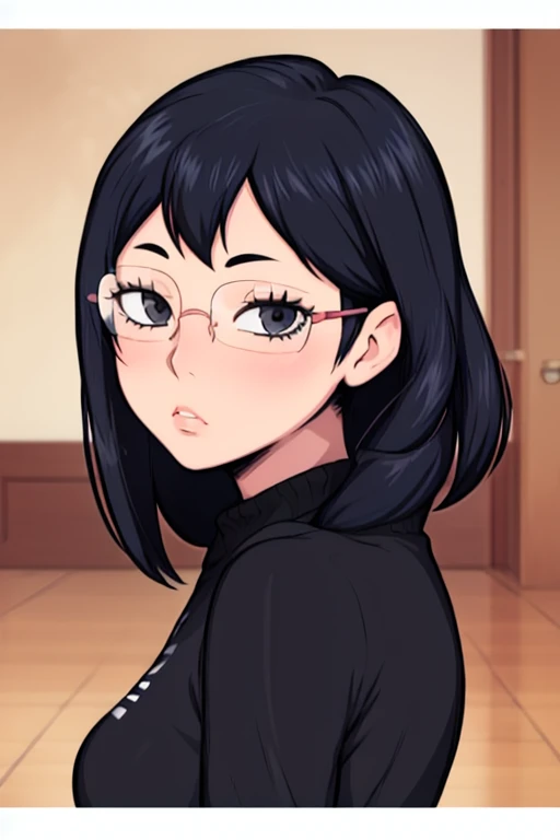 masterpiece, best quality, shimizu kiyoko, looking at viewer, potrait, wearing glasses