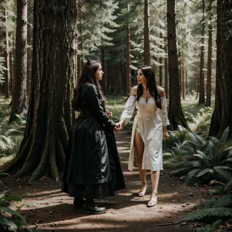 princess lily fighting with a witch in a forest