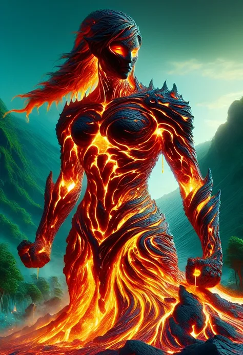 lava demon, ral-lava, lavaray, demon made entirely of lava, (best quality, highres, ultra-detailed:1.2), intense, fiery, and fea...