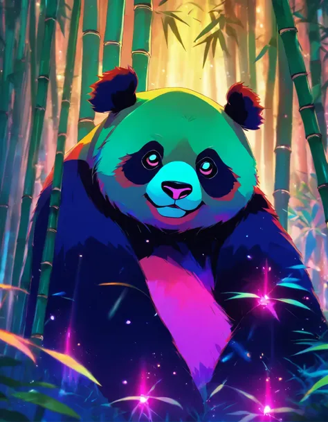 Panda bear in a bamboo forest.