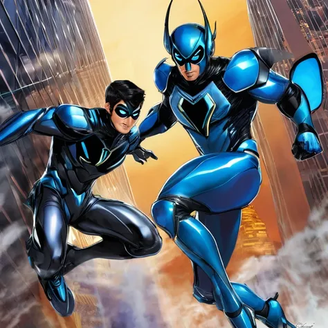 

Judul: Blue Beetle

Deskripsi Prompt Gambar AI:
Gambarkan seorang pria muda dengan tubuh atletis yang mengenakan kostum superhero futuristik berwarna biru dengan aksen hitam. Kostumnya memiliki desain yang canggih dengan garis-garis modern dan elemen tek...