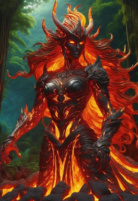 lava demon, ral-lava, lavaray, demon made entirely of lava, (best quality, highres, ultra-detailed:1.2), intense, fiery, and fea...