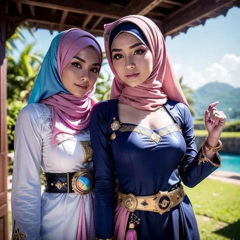 craft a photorealistic scene of a malay girl in hijab as an intrepid explorer in a steampunk world. showcase intricate gears, vi...