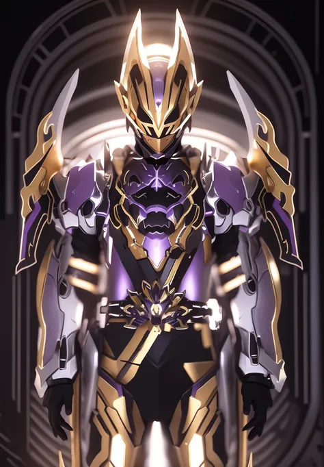 the color changes to gold and purple，some gold and purple（ensure its layering and armor texture，gold as the main color）