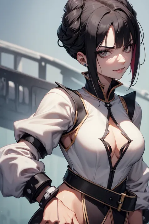 belo corpo,mulher jovem,short black hair , badass , colan,May,coxas torneadas,Evil Smile,juri han,chifres de cabelo,detalhes do corpo,low yellow lighting,raios de luz belo corpo detalhado
