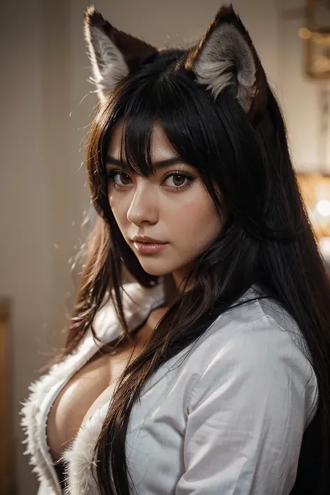  (Wolf), Full body, a close up of a woman with long hair wearing a wolf costume, a character portrait of Yang J, art station, furry art, beautiful werewolf from anime, extremely detailed artegerm, portrait of Ahri, anime Wolffgirl, detailed anime character...