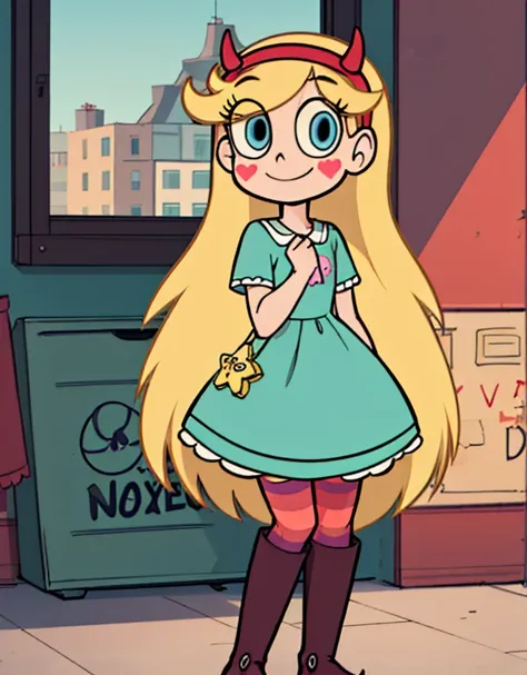 starbutterfly, 1girl, blonde hair, horned headwear, hairband, long hair, solo, heart, blue eyes, facial mark, very long hair,tea...