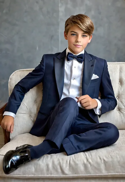 beautiful and realistic 15 year old boy in tuxedo on the beach, carasultra detalladas, ., fotorrealista mejor calidad imgen, eos...