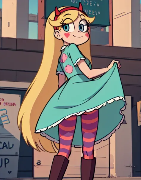 starbutterfly, 1girl, blonde hair, horned headwear, hairband, long hair, solo, heart, blue eyes, facial mark, very long hair,tea...