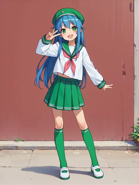 score_9, score_8_up, score_7_up, best quality, masterpiece, source_anime, photo, (natural skin, detailed skin:0.8), uncensored,
(child ,cute ,small girl:0.5), (colourful,Colouring in:1.0),skinny,
konata izumi, long hair, green eyes, blue hair, skinny, 
fla...