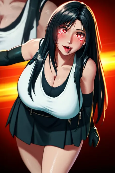 8k,masterpiece, Best quality,Large target, (1 girl), tifa lockhart, Red_Eye, Black Hair, Long hair, Professional lighting, (Glowing skin: 1.2), shiny Large target, ((best quality)), Clear focus: 1.2, Highly detailed face and skin texture, detailed Eye, Per...