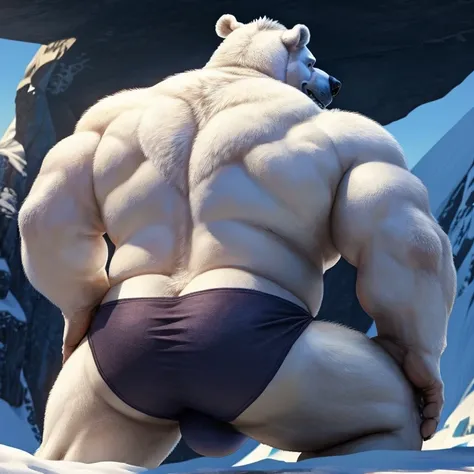 ((Polar Bear)), white teeth, ((standing)), saliva, (((white)) furred body)), ((dominant)), ((intimidating)), dilf, Daddy, father figure, mature male, hunk, pecs, ((crotch focus)), ((Antarctica)), ((very detailed background)), ((very detailed lighting)), ((...