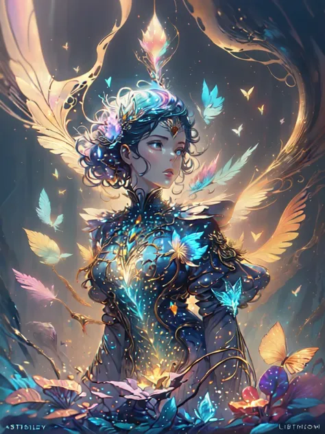 (((masterpiece))), (((ornate))), (((best quality))), ((ultra-detailed)), (highly detailed CG illustration), ((an extremely delicate and beautiful)), cinematic light. Create a stunning fantasy artwork that mimics the style of currently trending masters of t...